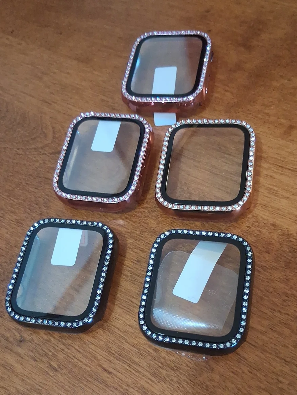 Luxury Rhinestone Protective Case Cover for Apple Smartwatch - Black & Rose Gold
